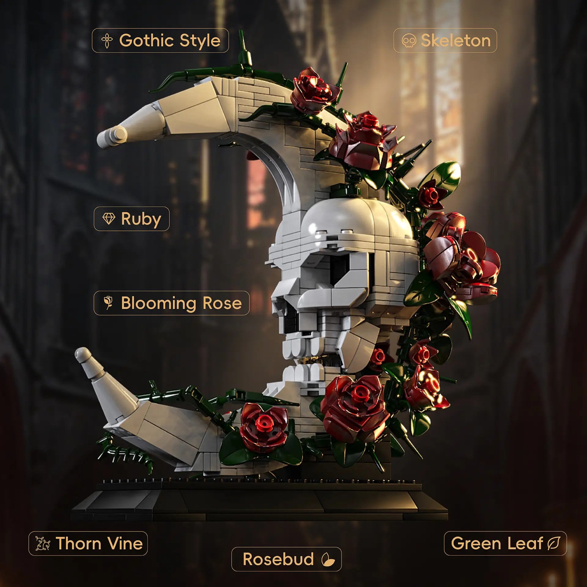 Skull Moon Rose
