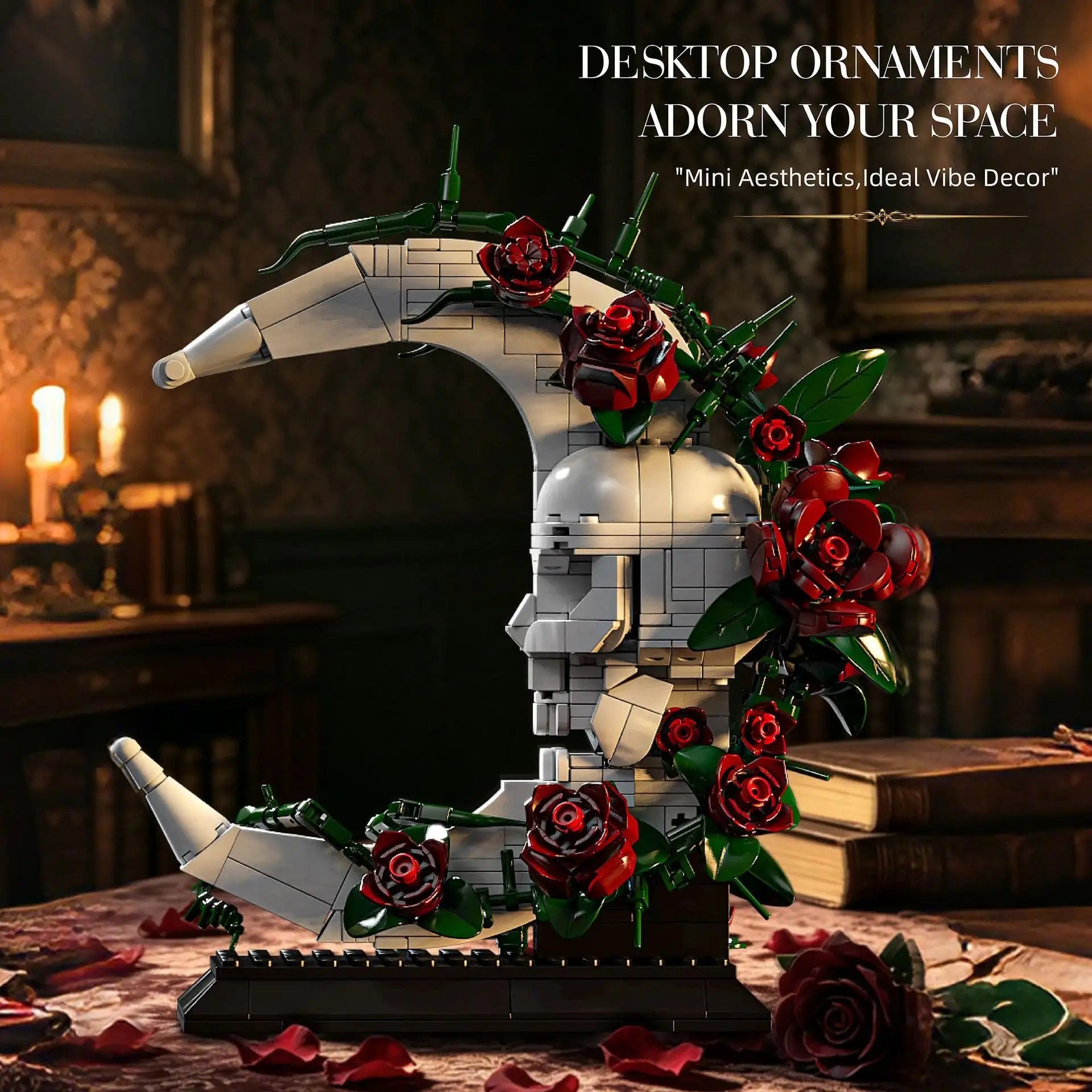 Skull Moon Rose